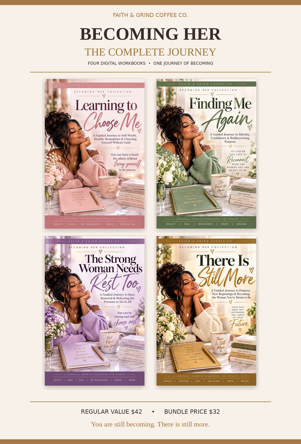 Becoming Her: The Complete Journey — 4 Digital Workbook Bundle